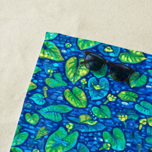 カウライリー、ヘタドック夏の池花柄 ビーチタオル (インサイチュ)