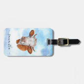 カウラバーウォーター色モノグラム名 ラゲッジタグ (正面横)