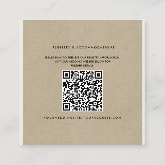 カウラブブラウンクリームカントリーウェディング詳細 スクエア名刺 (裏面)