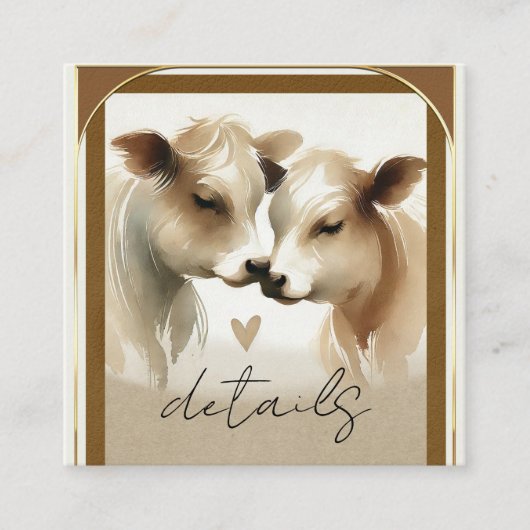カウラブブラウンクリームカントリーウェディング詳細 スクエア名刺 (正面)