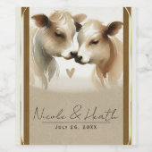 カウラブブラウンクリームカントリー結婚式 ワインラベル (シングルラベル)