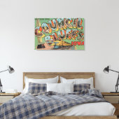 カウンシルブラフス，アイオワ – 大きな文字のシーン キャンバスプリント (インサイチュ (寝室))