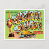 カウンシル・ブラフス、アイオワ・ヴィンテージ・トラベルの挨拶 ポストカード (正面)