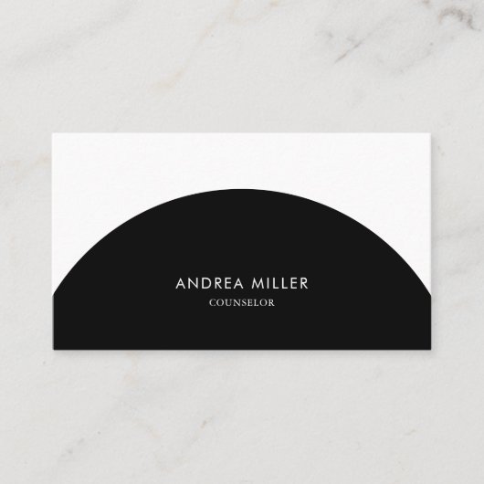 カウンセラーのミニマリスト白黒アーチQrコード 名刺 (正面)