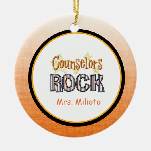 カウンセラーのロックのクリスマスオーナメント セラミックオーナメント (正面)