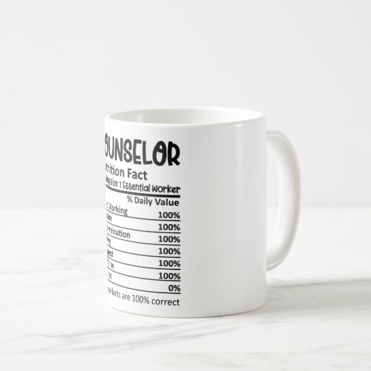 カウンセラー栄養情報学校カウンセリングギフト コーヒーマグカップ (正面右)