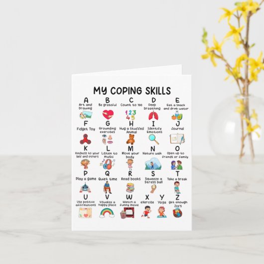 カウンセラー私の対処スキルアルファベットメンタルヘルス カード (黄色い花)
