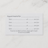 カウンセラー、アポイントメントカード、トーキングヘッドのロゴ 名刺 (裏面)