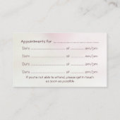 カウンセラー、サーモンピンクサテン効果 予約カード (裏面)