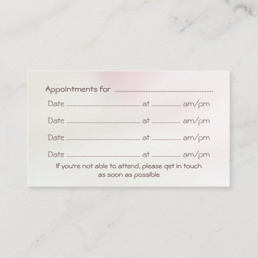 カウンセラー、サーモンピンクサテン効果 予約カード (裏面)