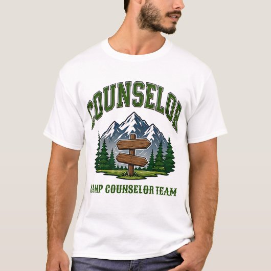 🌲 カウンセラー チーム タイポグラフィー 👕 Tシャツ (正面)