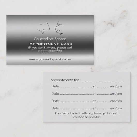 カウンセラー、トーキングヘッドアポイントメントカード 名刺 (正面/裏面)
