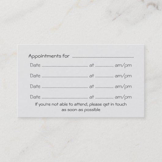 カウンセラー、トーキングヘッドアポイントメントカード 名刺 (裏面)