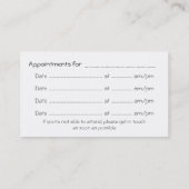 カウンセリングサービスアポイントメントリマインダー 予約カード (裏面)