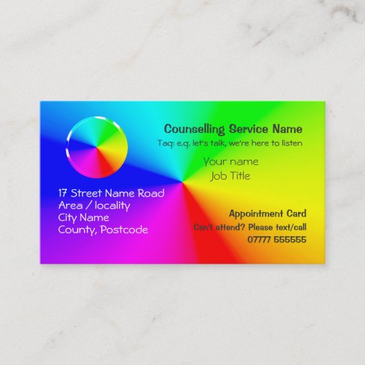 カウンセリングサービスアポイントメントリマインダー 予約カード (正面)