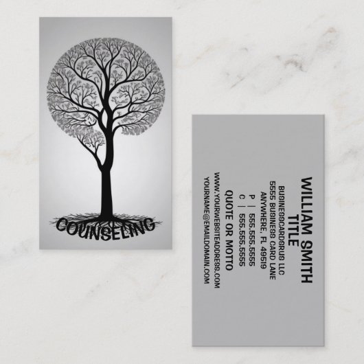 カウンセリング根を持つ脳の形をした木 名刺 (正面/裏面)