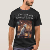 カウンター上の猫 楽しいバーシャツ Tシャツ (正面)