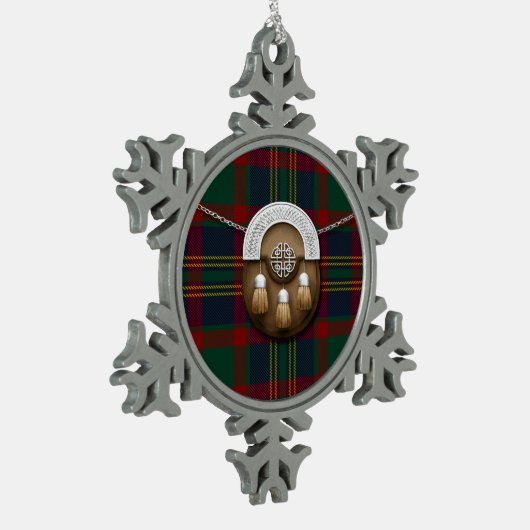 カウンティコルクアイルランドタータンチェックアンドスポーラン スノーフレークピューターオーナメント (左)