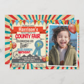 カウンティーフェアの誕生日のパーティの招待状の招待 招待状 (正面/裏面)