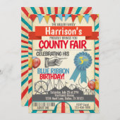 カウンティーフェアの誕生日のパーティの招待状 招待状 (正面/裏面)
