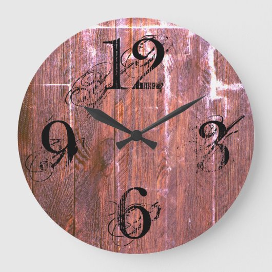 カウンティ素朴ウッドファームハウス ラージ壁時計 (正面)