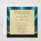 カウンテスティール(緑がかった色)シルクギャザー金ゴールドスクロール招待状 招待状 (裏面)
