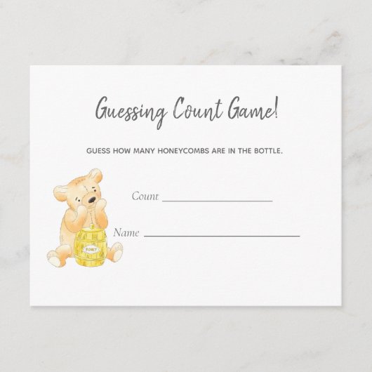 カウントゲームテディベアとビーを推測 エンクロージャーカード (正面)