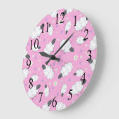 カウントシープピンクの壁時計 ラージ壁時計 (傾斜)