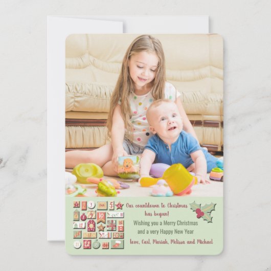 カウントダウンからクリスマスフォトホリデーカード 招待状 (正面)