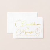 カウントダウンから真夜中の新年パーティの招待状 箔カード (封筒付き正面)