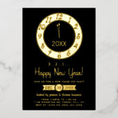 カウントダウンから真夜中の新年前夜のパーティー実在 箔招待状 (正面)