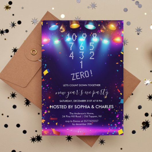 カウントダウンスポットライト青い大晦日のパーティー 招待状