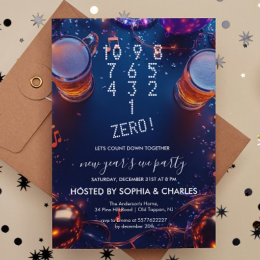 カウントダウンドリンク紙吹雪大晦日パーティー 招待状