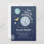 カウントダウンモダン宇宙アウター銀河系ベビーシャワー 招待状 (正面)