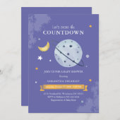 カウントダウン宇宙ベビーシャワーを開始しよう 招待状 (正面/裏面)