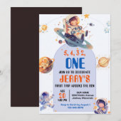 カウントダウン宇宙飛行士宇宙誕生日 招待状 (正面/裏面)