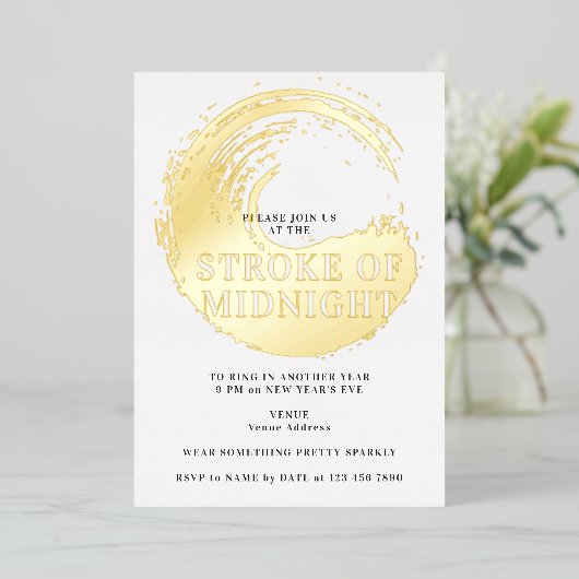 カウントダウン・パーティー　ミッドナイトの瞬間 箔招待状 (立ち正面)