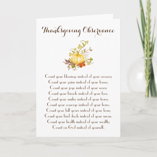 カウント恵み感謝祭の詩 シーズンカード (正面)