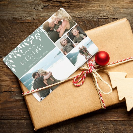 カウント私たちの恵みホリデーフォトコラージュカード シーズンカード