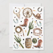 カウー素朴プリントウェスタン最初のロデオ1歳の誕生日 招待状 (裏面)