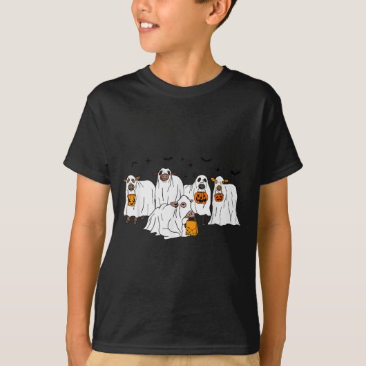 カウ幽霊ハロウィンファーマーお菓子をくれなきゃイタズラしちゃうぞ Tシャツ (正面)