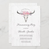 カウ素朴スカルボホフローラホワイト引っ越し祝いパーティー 招待状 (正面/裏面)