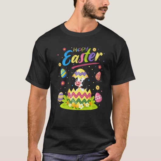 カウ イースター カウ 幸せなイースター Tシャツ (正面)