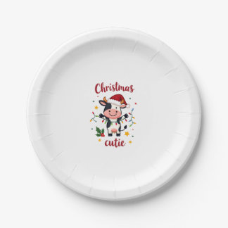 カウ クリスマス かわいい牛 クリスマスTシャツ (7) ペーパープレート