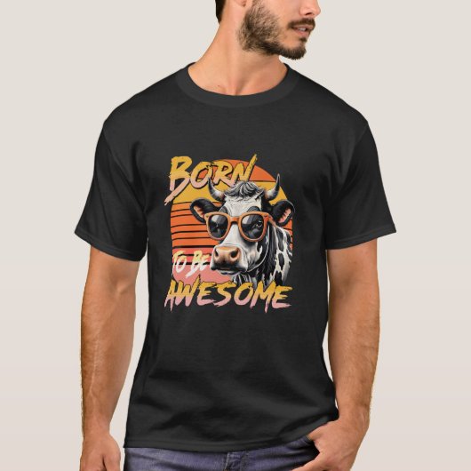 カウ・シャツ かっこいい牛グッズ レトロ Tシャツ (正面)