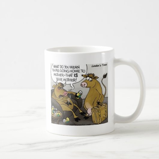 カウ+ブル+離婚+面白い+漫画+ギフト+Tシャツ コーヒーマグカップ (右)