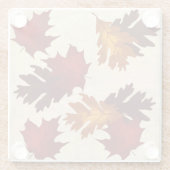 カエデとオークの葉葉の秋の色 ガラスコースター (裏面)