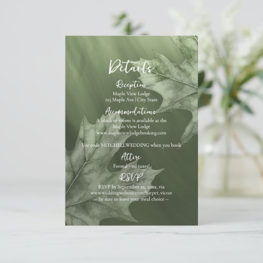 カエデのアクセントを持つ離れ濃いモスグリーン エンクロージャーカード (スタンド正面)