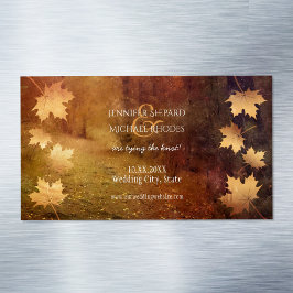 カエデの実を落とす葉秋の遊歩道結婚 マグネット名刺