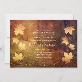 カエデの実を落とす葉秋の遊歩道結婚 招待状